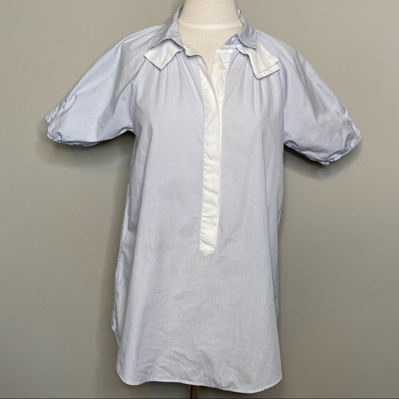 Sibel Saral Blue and White Puff Sleeve Tunic Blouse, size XS - Picture 1 of 16